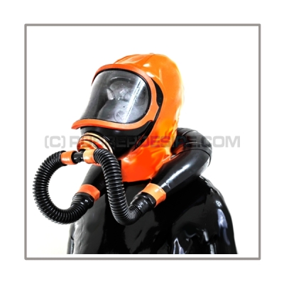 Deluxe CLIMAX gasmask-zipperhood-system SMELLBAG-X with neckrespirator-rubbersmell-bag-set